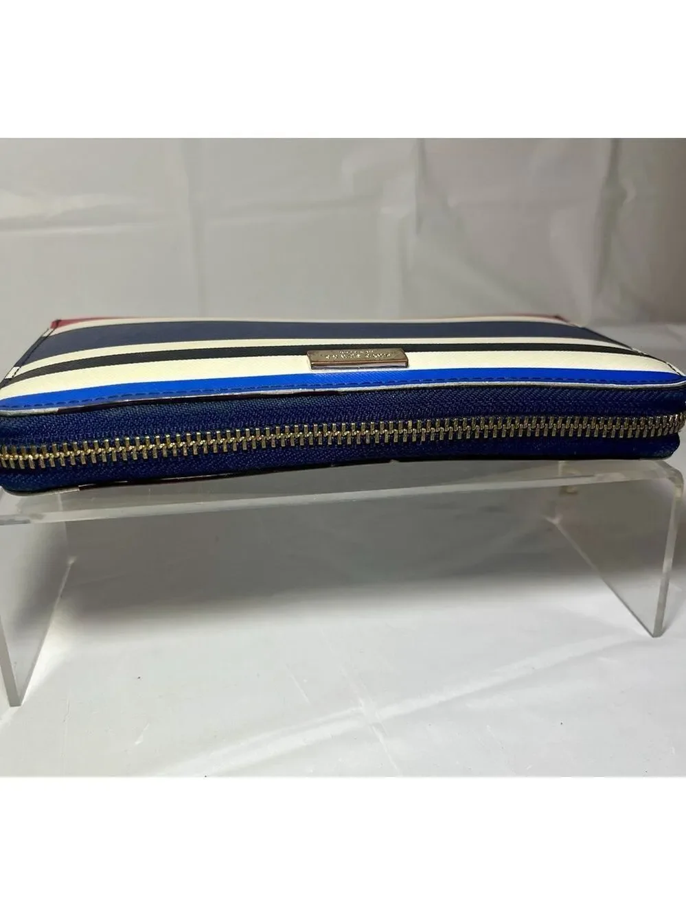 Kate Spade Laurel Way Neda Cruise Stripe Zip Around Accordion Wallet Clutch